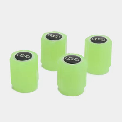 Cappucci Valvola Luminosi con Logo Auto (Set da 4 Pezzi - Compatibilità Universale)