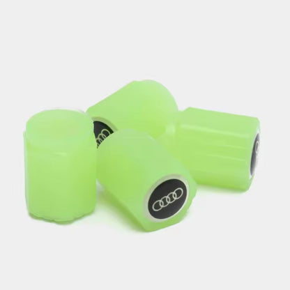 Cappucci Valvola Luminosi con Logo Auto (Set da 4 Pezzi - Compatibilità Universale)