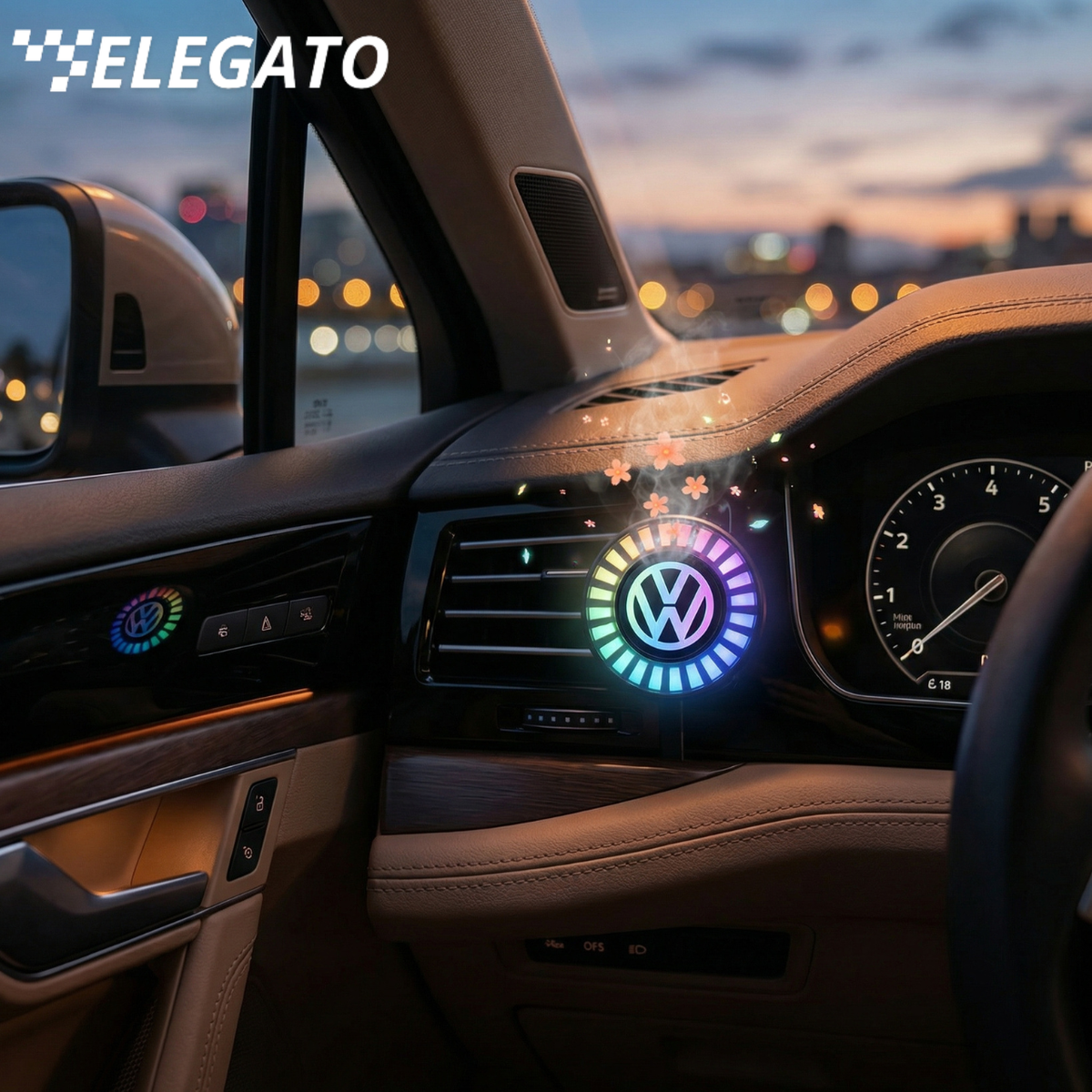 Luce LED per auto con ritmo musicale e logo (con diffusore di aromi)