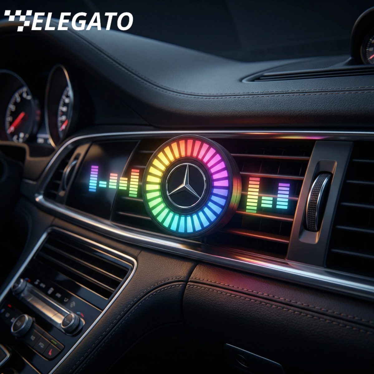 Luce LED per auto con ritmo musicale e logo (con diffusore di aromi)