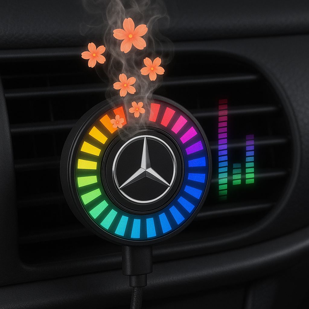 Luce LED per auto con ritmo musicale e logo (con diffusore di aromi)